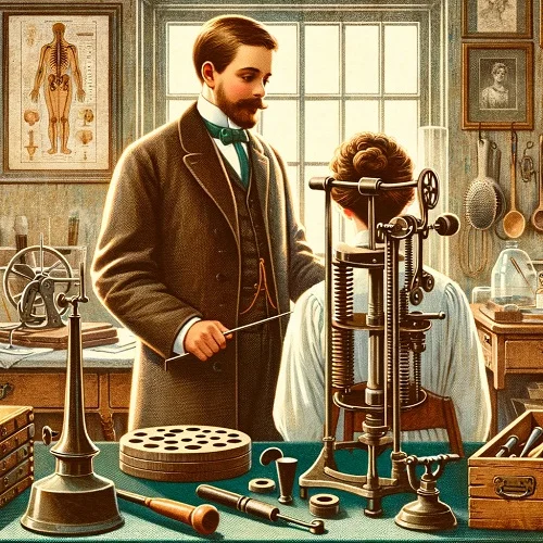 Historical illustration of a chiropractor in the early 20th century